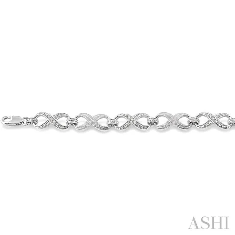 1/10 Ctw Round Cut Diamond Swirl bracelet in Sterling Silver