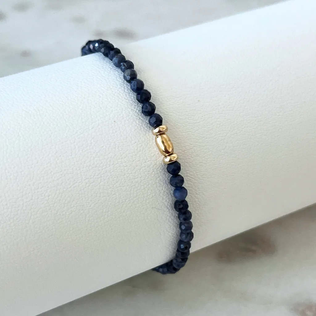 14K Gold Sapphire Minimalist Bracelet