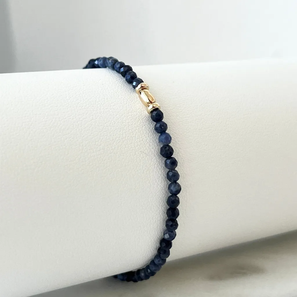 14K Gold Sapphire Minimalist Bracelet