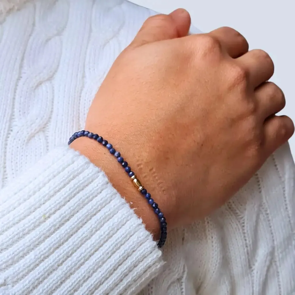 14K Gold Sapphire Minimalist Bracelet