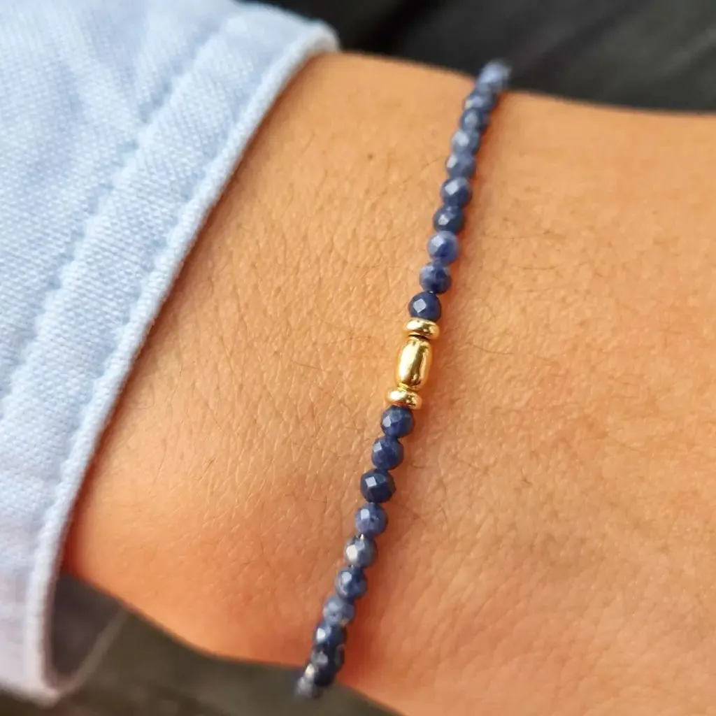 14K Gold Sapphire Minimalist Bracelet