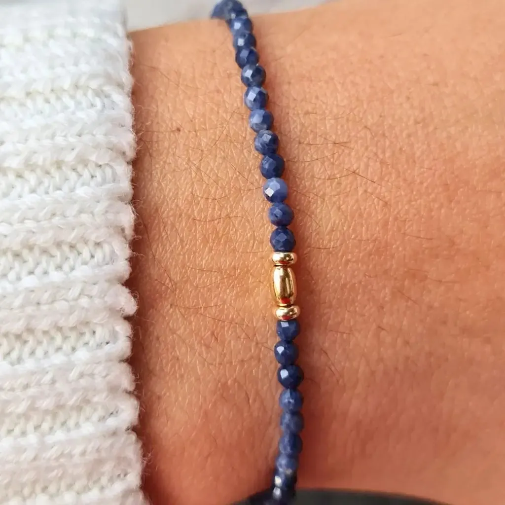 14K Gold Sapphire Minimalist Bracelet