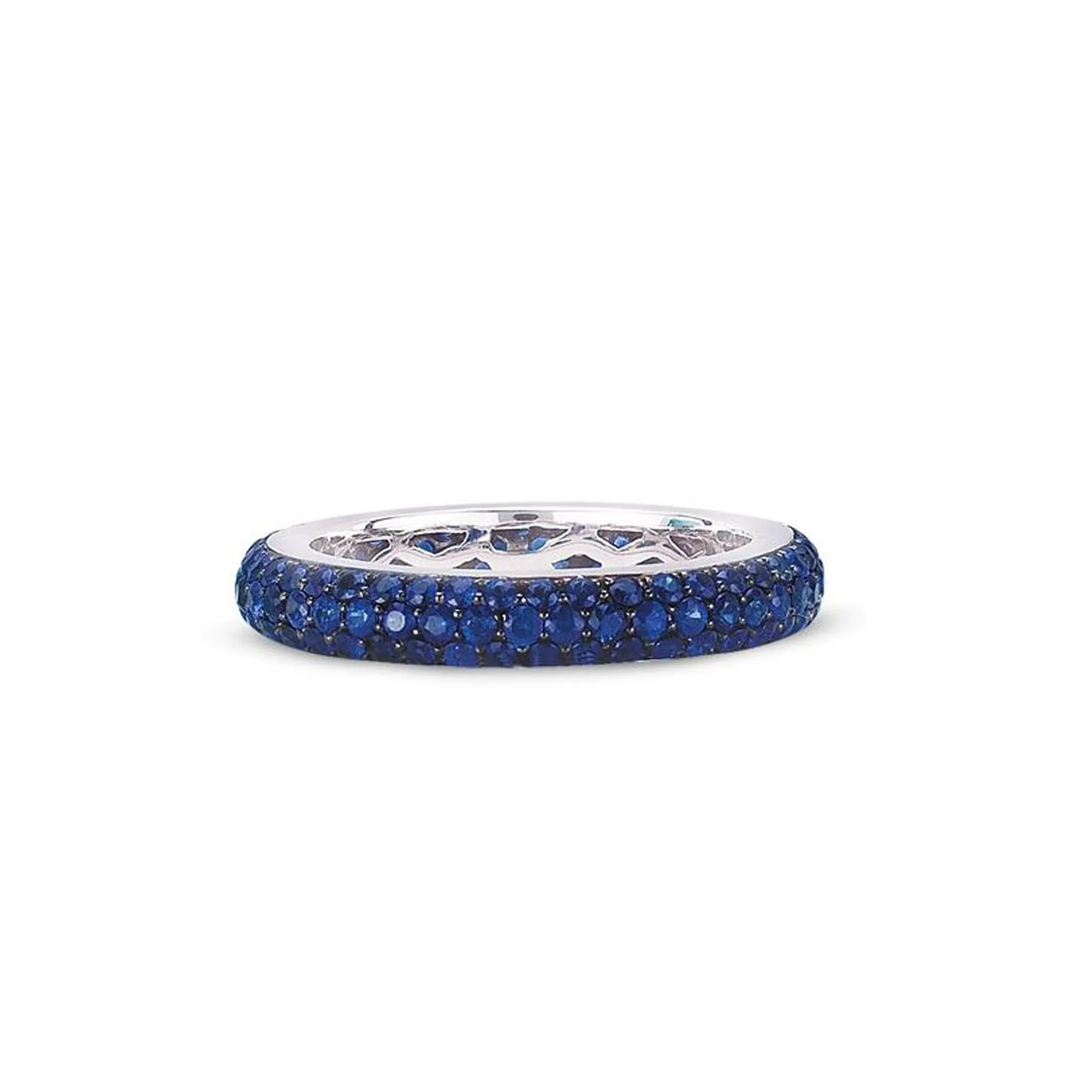 18K White Gold Eternity Band With Blue Sapphires