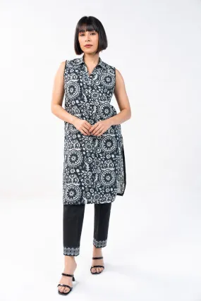 2 Pc Printed Poly Viscose Suit With Poly Viscose Trouser