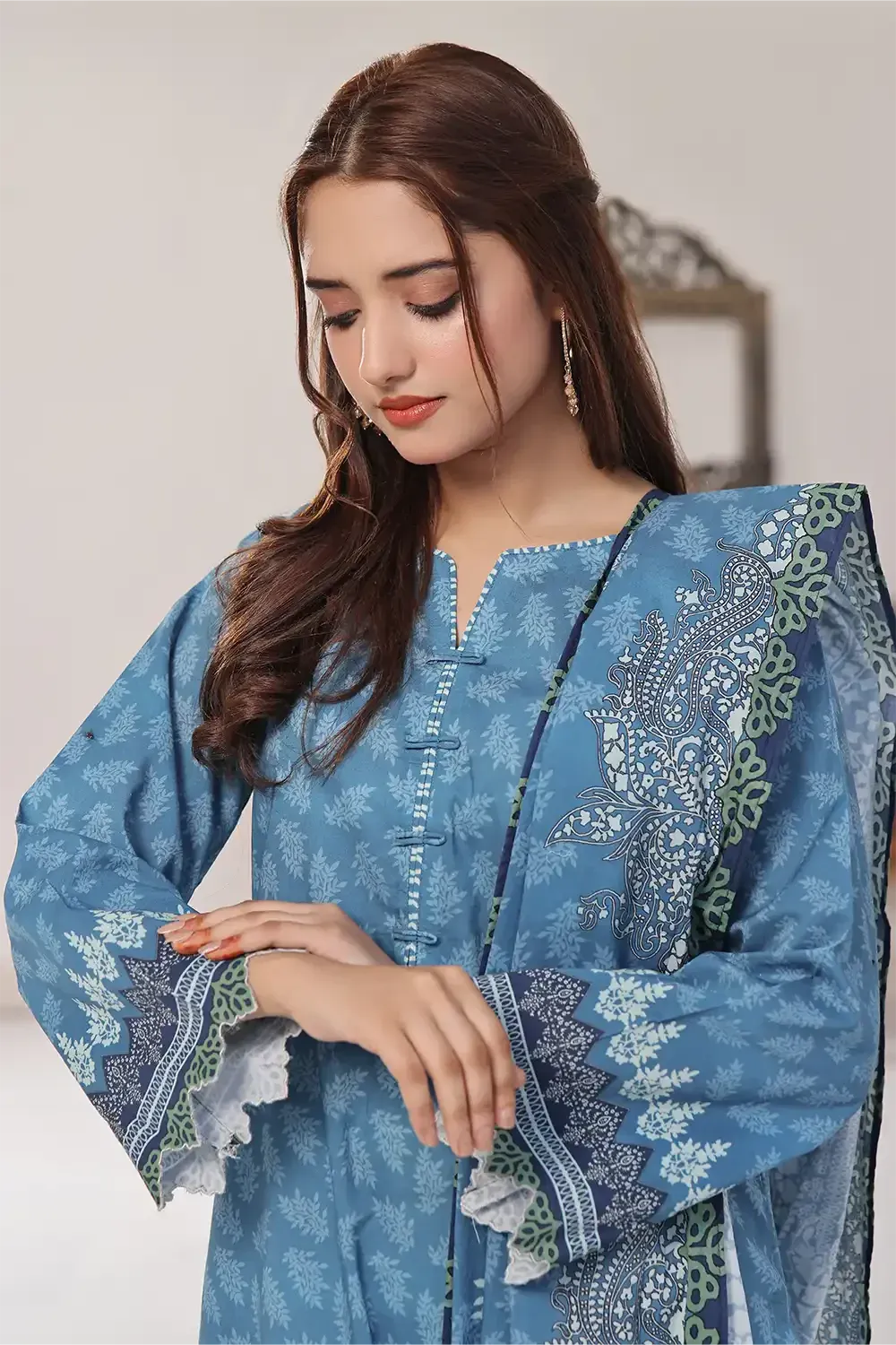 2PC Unstitched Printed Lawn Shirt and Dupatta KSD-2476