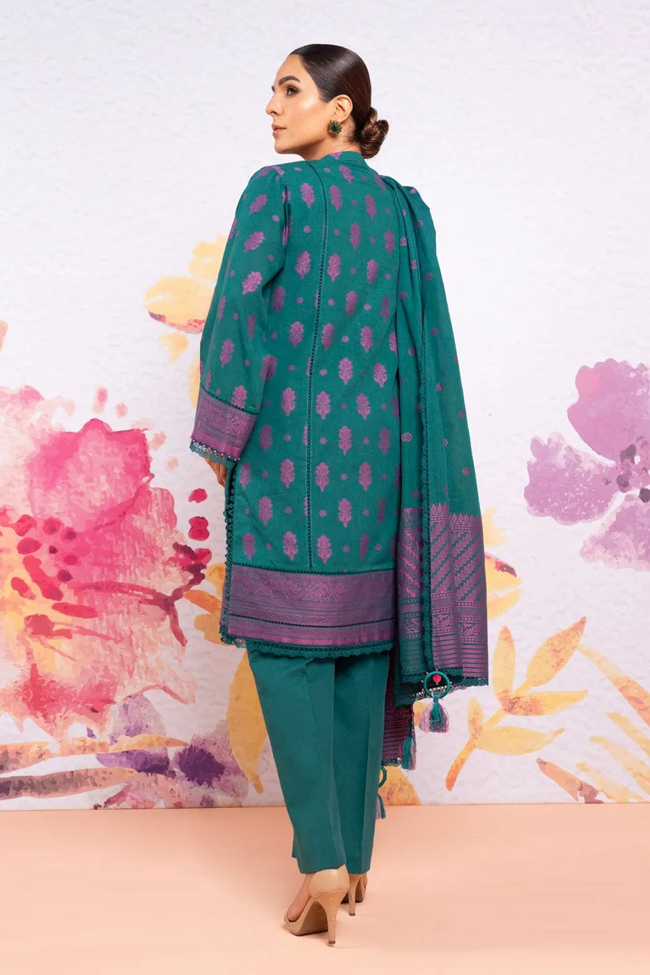 3 Pc Jacquard Suit With Jacquard Dupatta