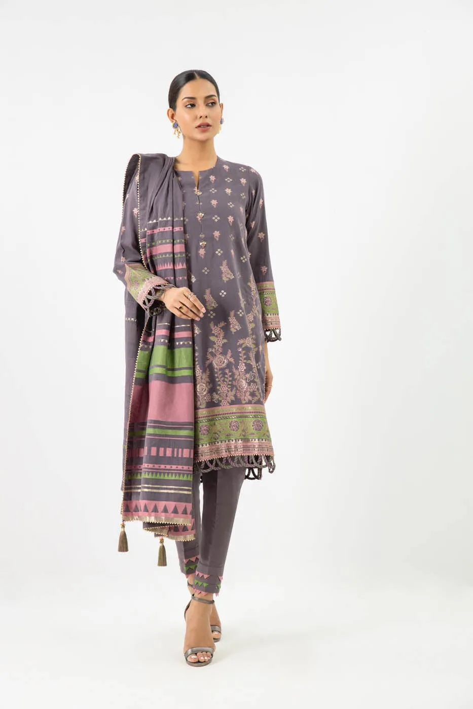 3 Pc Jacquard Suit With Jacquard Dupatta