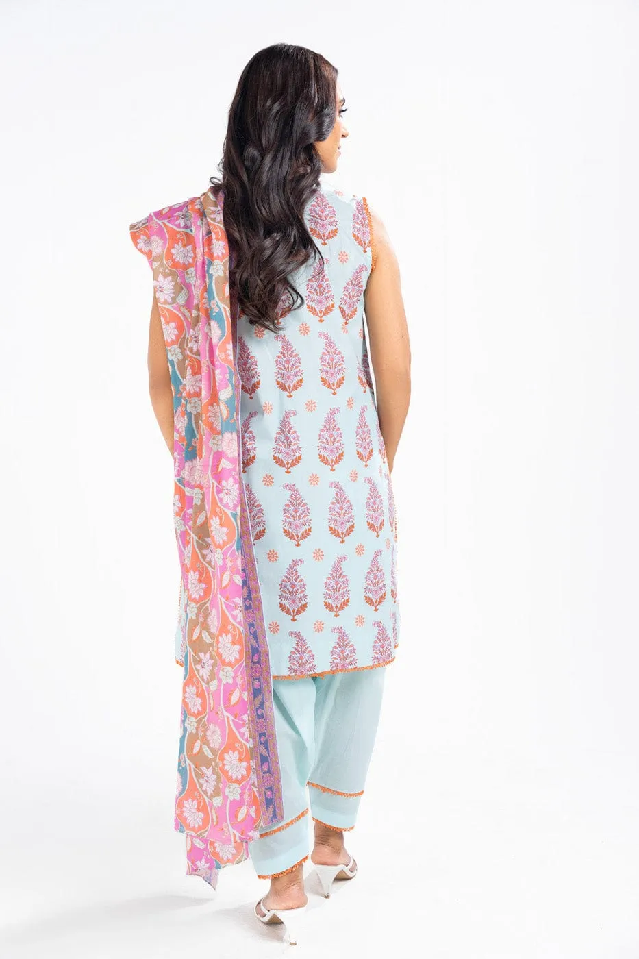 3 Pc Printed Lawn Suit With Lawn Dupatta