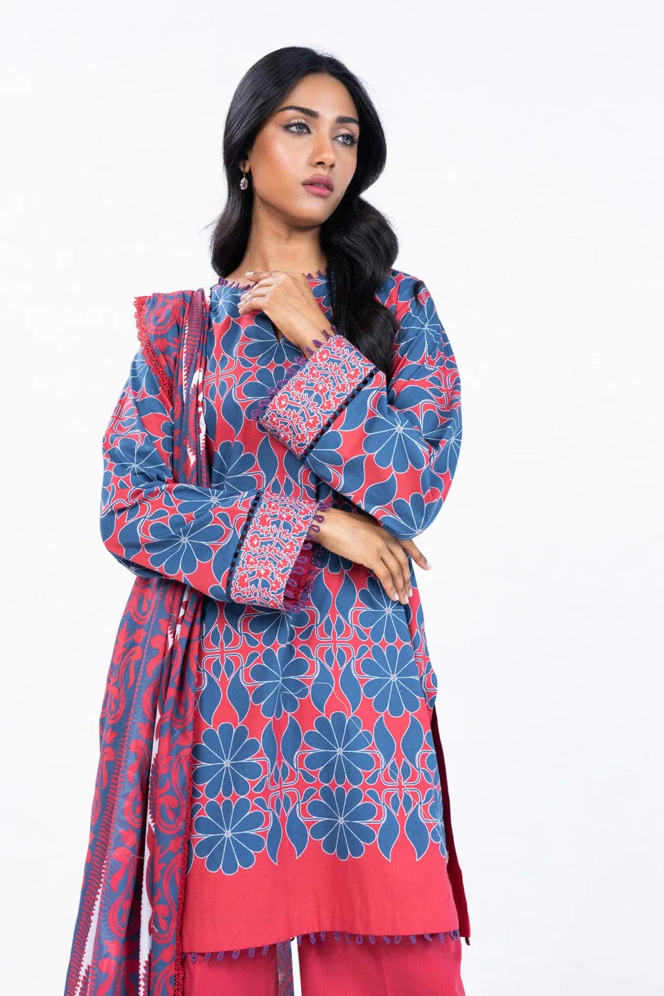 3 Pc Printed Lawn Suit With Lawn Dupatta