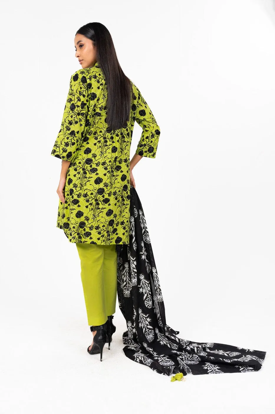 3 Pc Printed Lawn Suit With Printed Dobby Dupatta