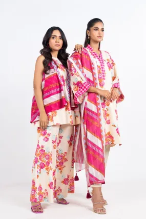 3 Pc Printed Lawn Suit With Yarn Dyed Dupatta