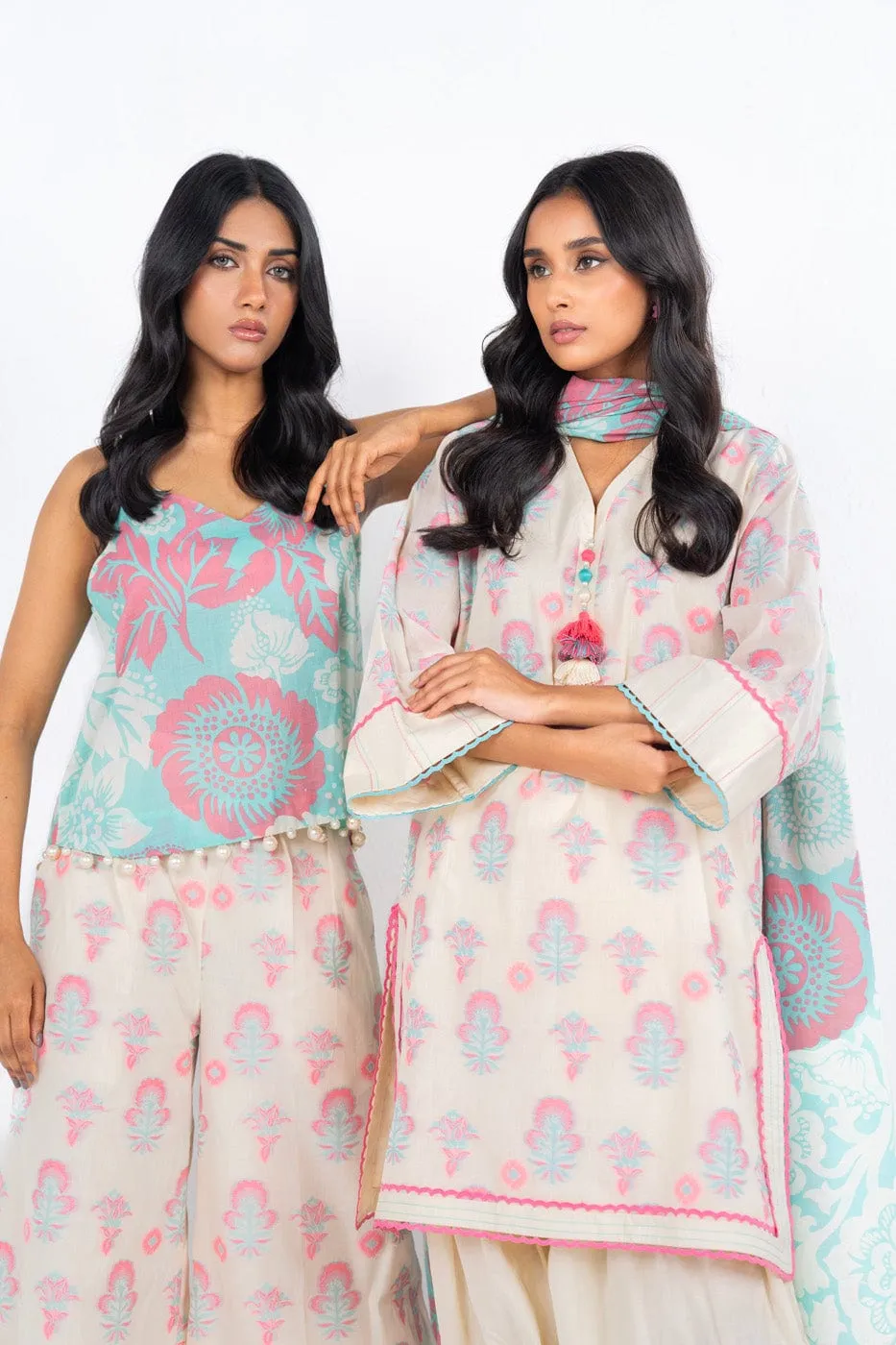 3 Pc Woven Neon Jacquard Suit With Lawn Dupatta