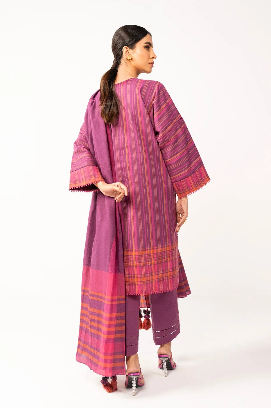 3 Pc Yarn Dyed Suit With Yarn Dyed Dupatta