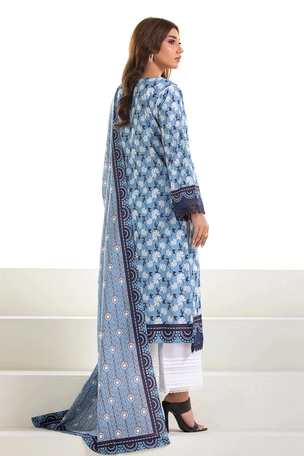 3PC Printed Unstitched Lawn Suit KLA-2744