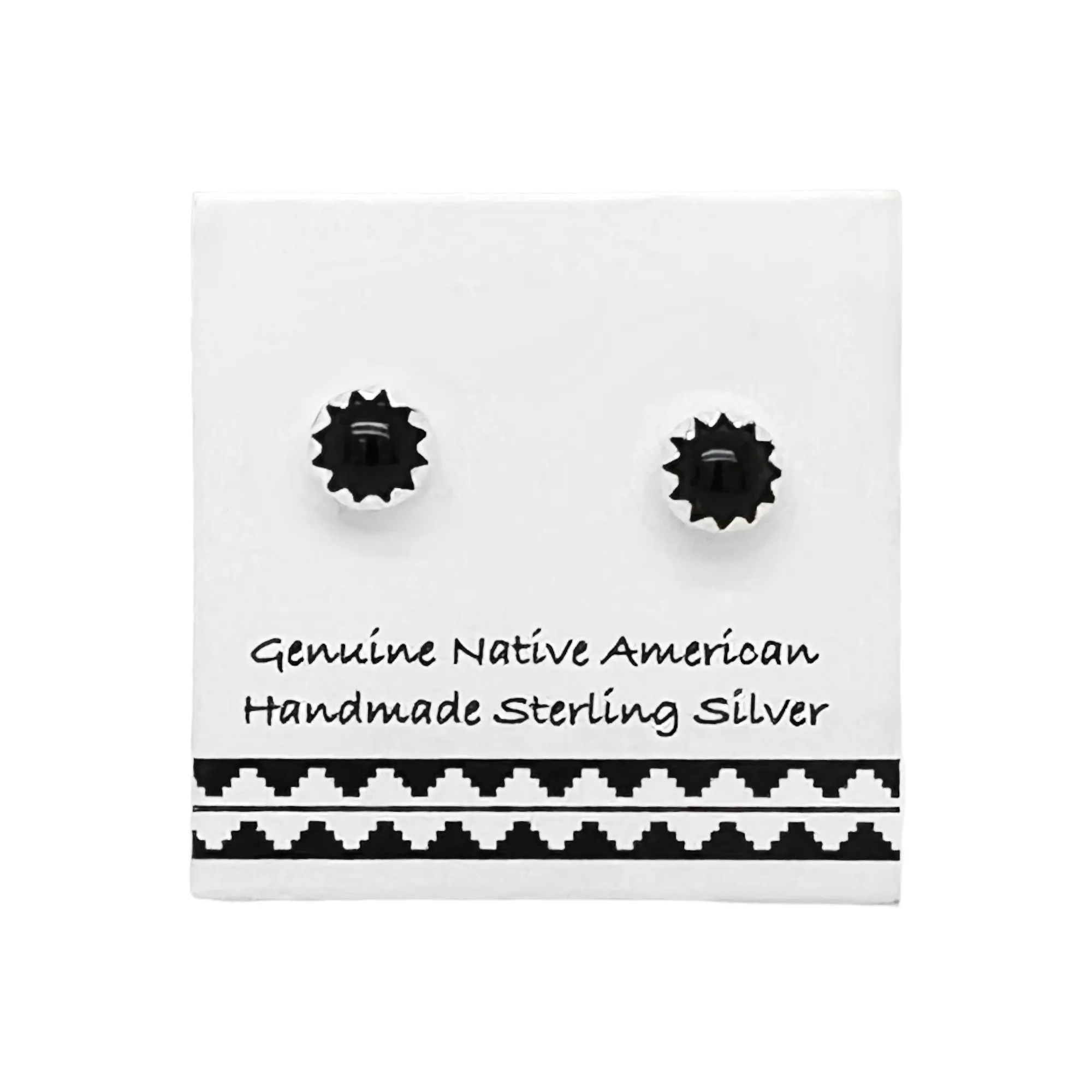 4mm Genuine Black Onyx Stud Earrings, Sterling Silver, Authentic Native American Handmade, Nickel Free