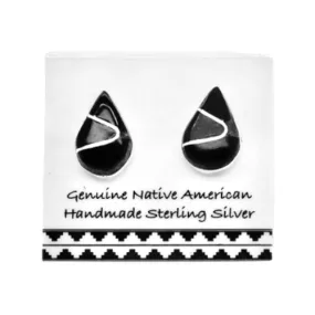 6mm Genuine Black Onyx Stud Earrings, Sterling Silver, Authentic Native American USA Handmade, Nickel Free