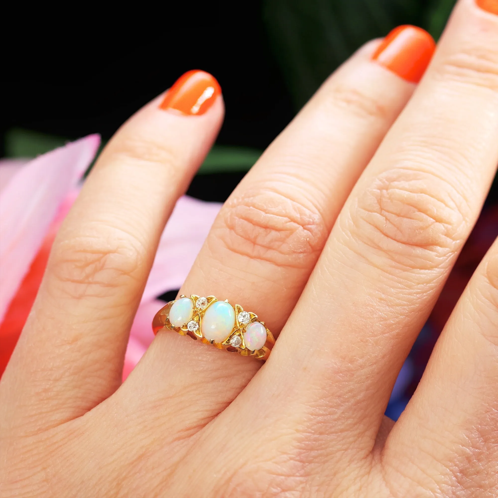 Antique Victorian Opal & Diamond Ring