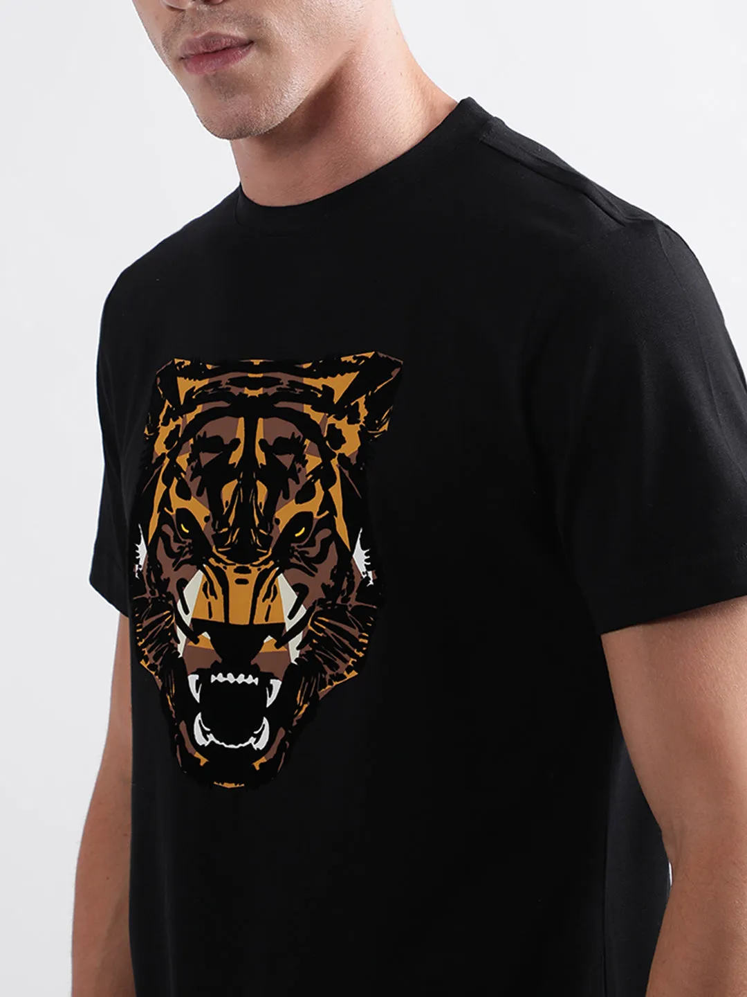 Antony Morato Black Animal Print Regular Fit T-Shirt