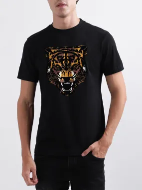 Antony Morato Black Animal Print Regular Fit T-Shirt