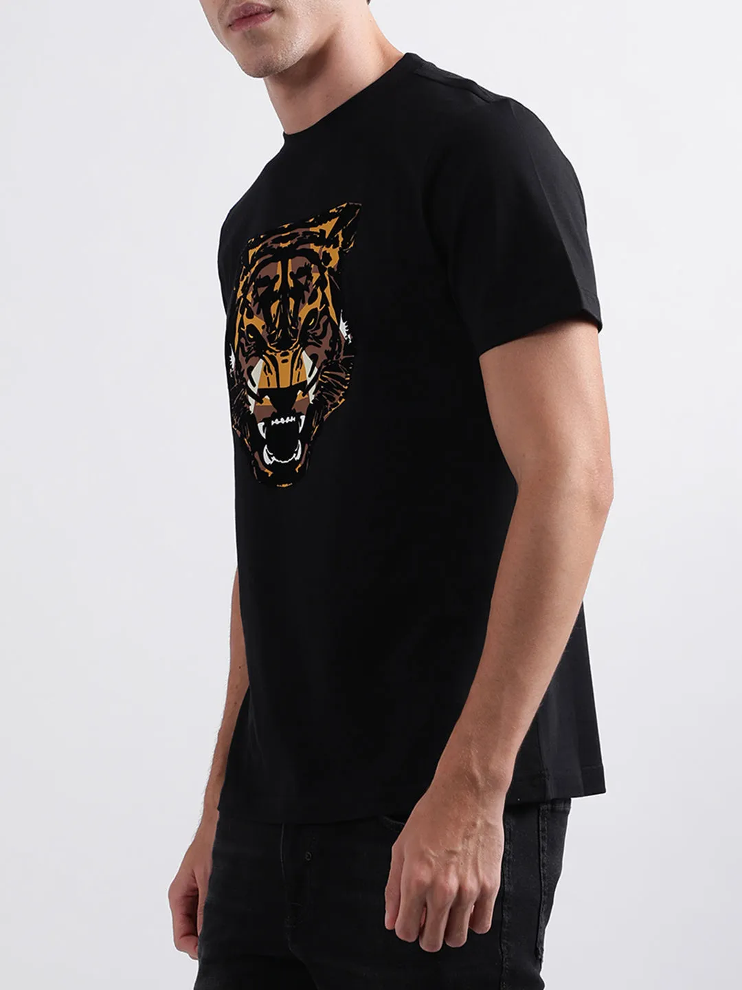 Antony Morato Black Animal Print Regular Fit T-Shirt