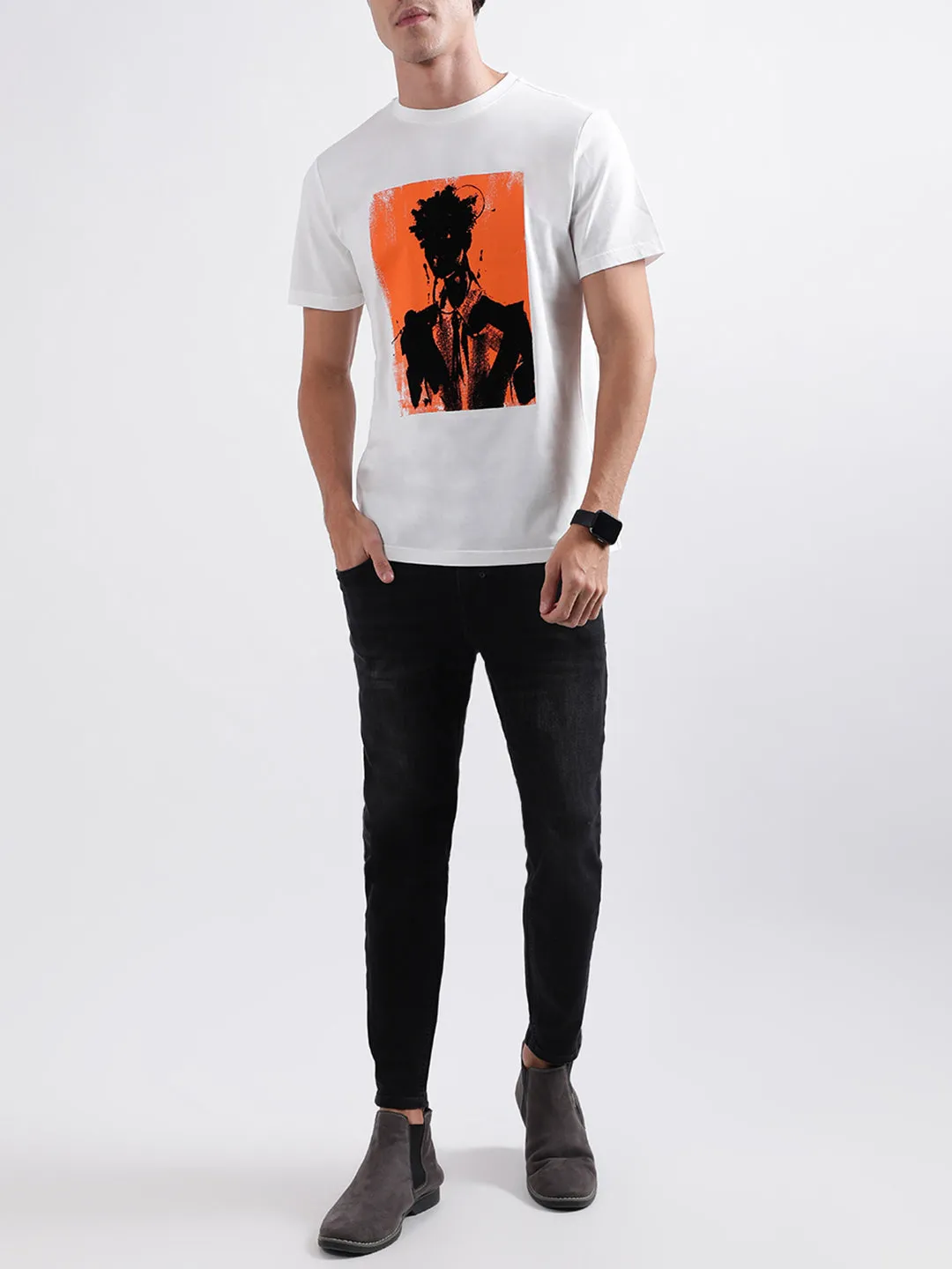 Antony Morato White Printed Regular Fit T-Shirt