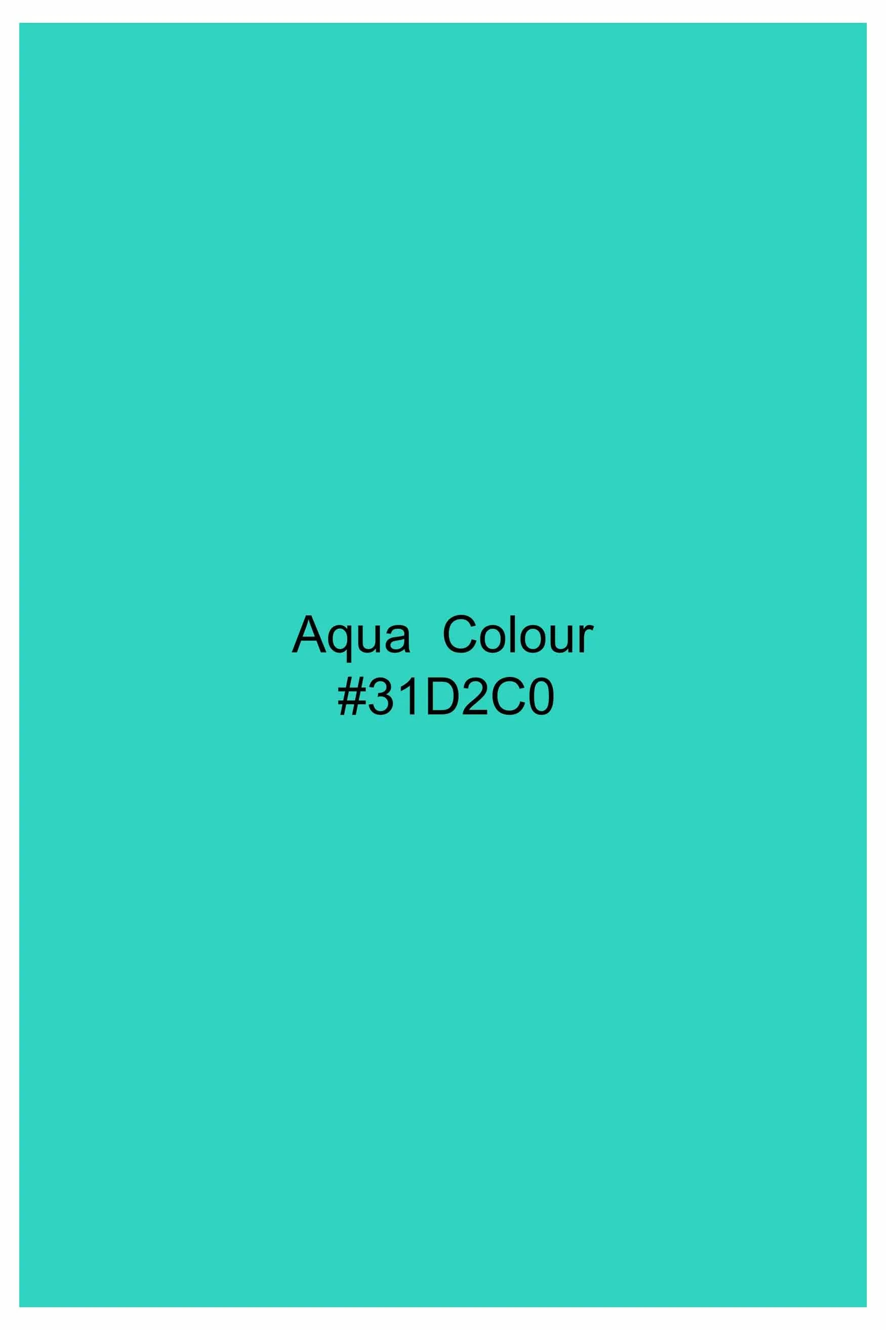 Aqua Blue Dobby Textured Premium Giza Cotton Shirt