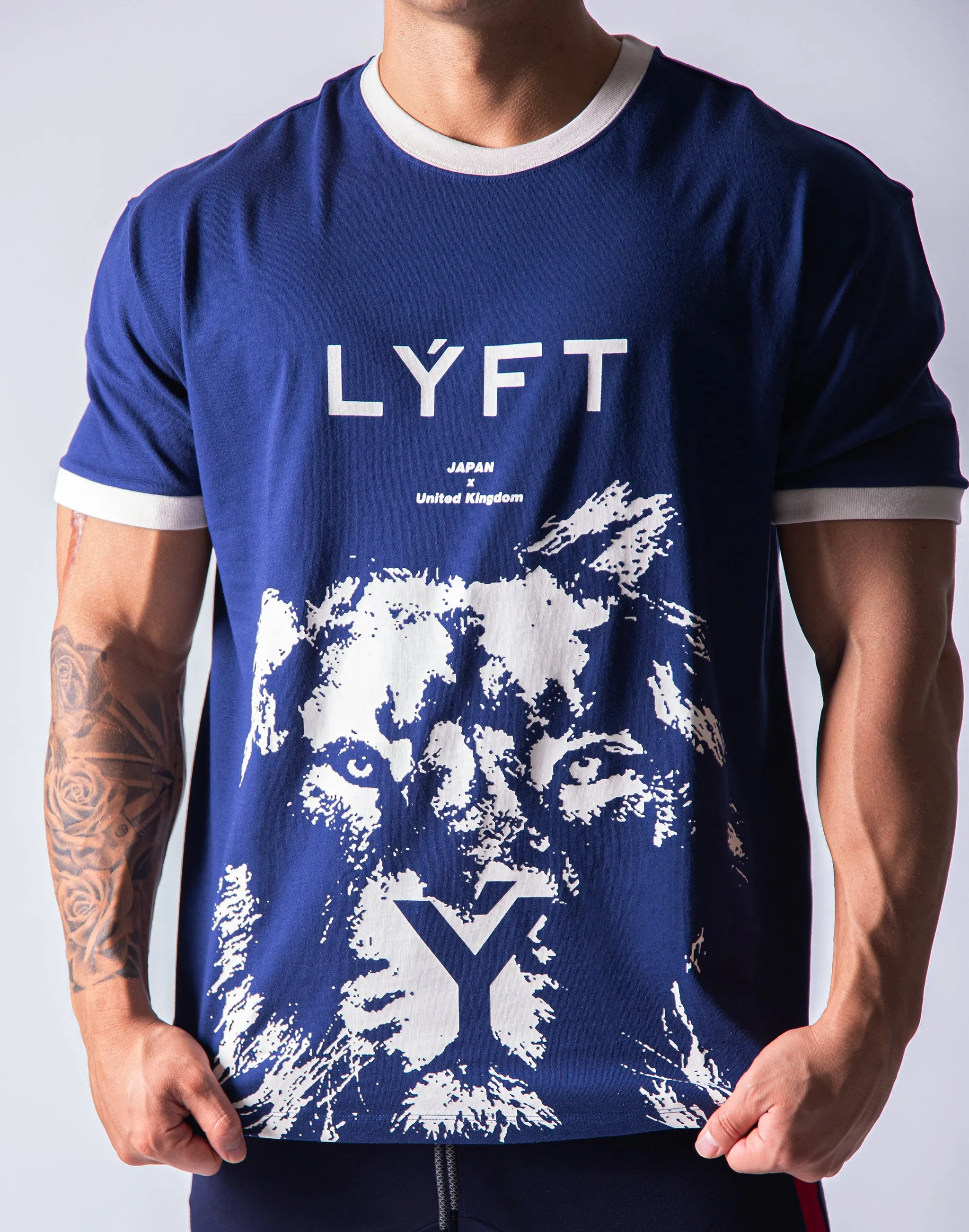 Big Size Lion T-Shirt - Navy