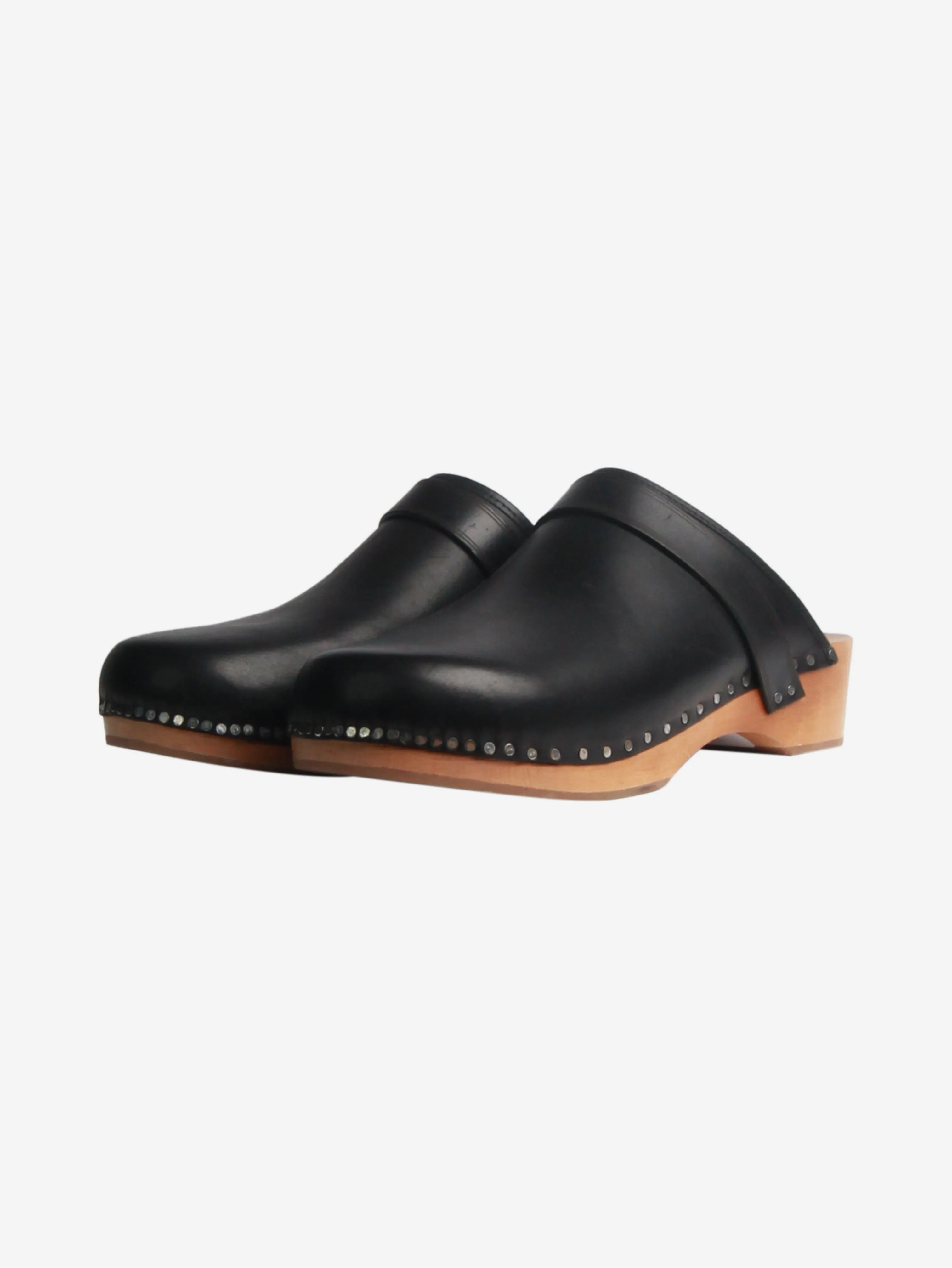 Black leather clogs - size EU 39