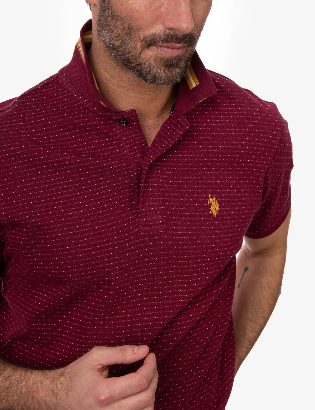 BLACK MALLET JACQUARD PIQUE POLO SHIRT