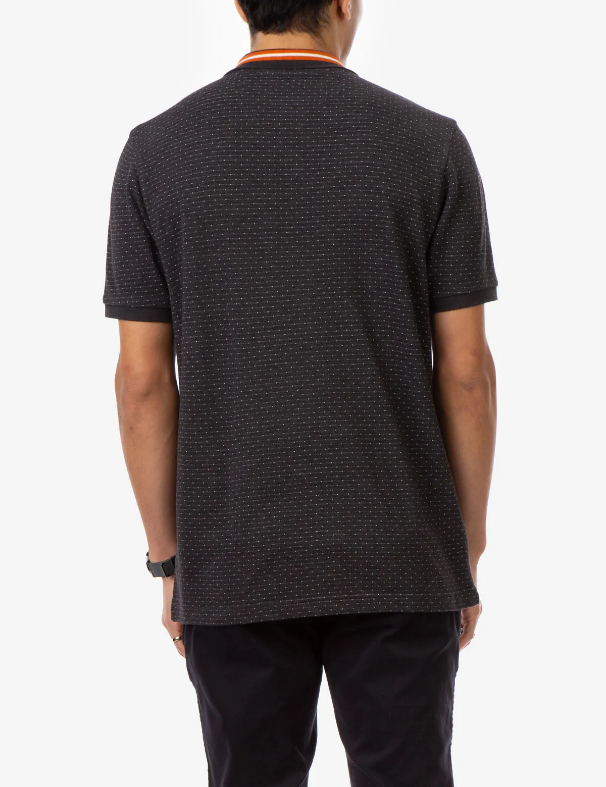 BLACK MALLET JACQUARD PIQUE POLO SHIRT