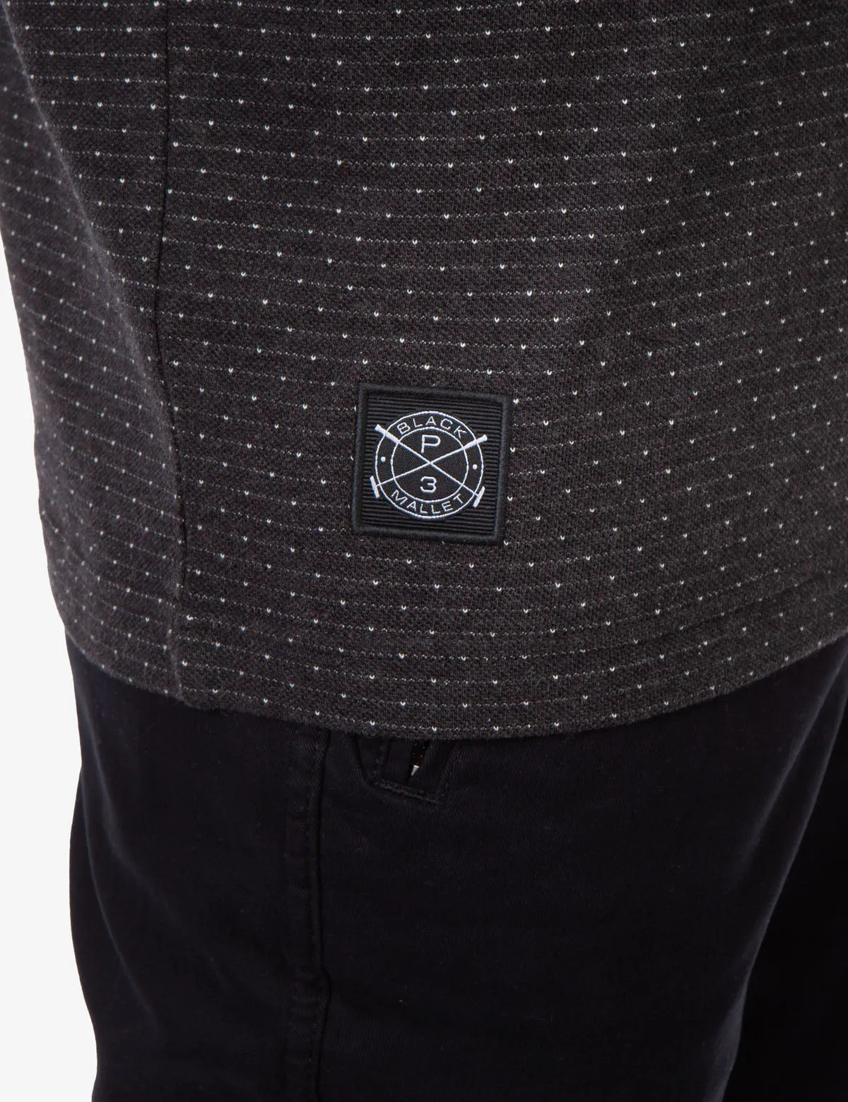 BLACK MALLET JACQUARD PIQUE POLO SHIRT