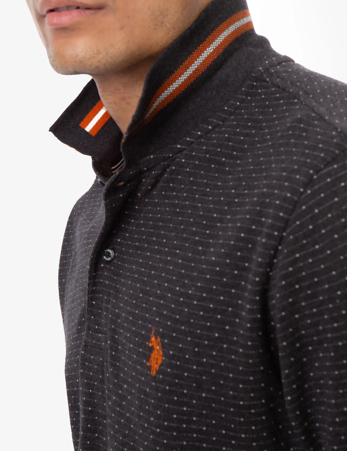 BLACK MALLET JACQUARD PIQUE POLO SHIRT