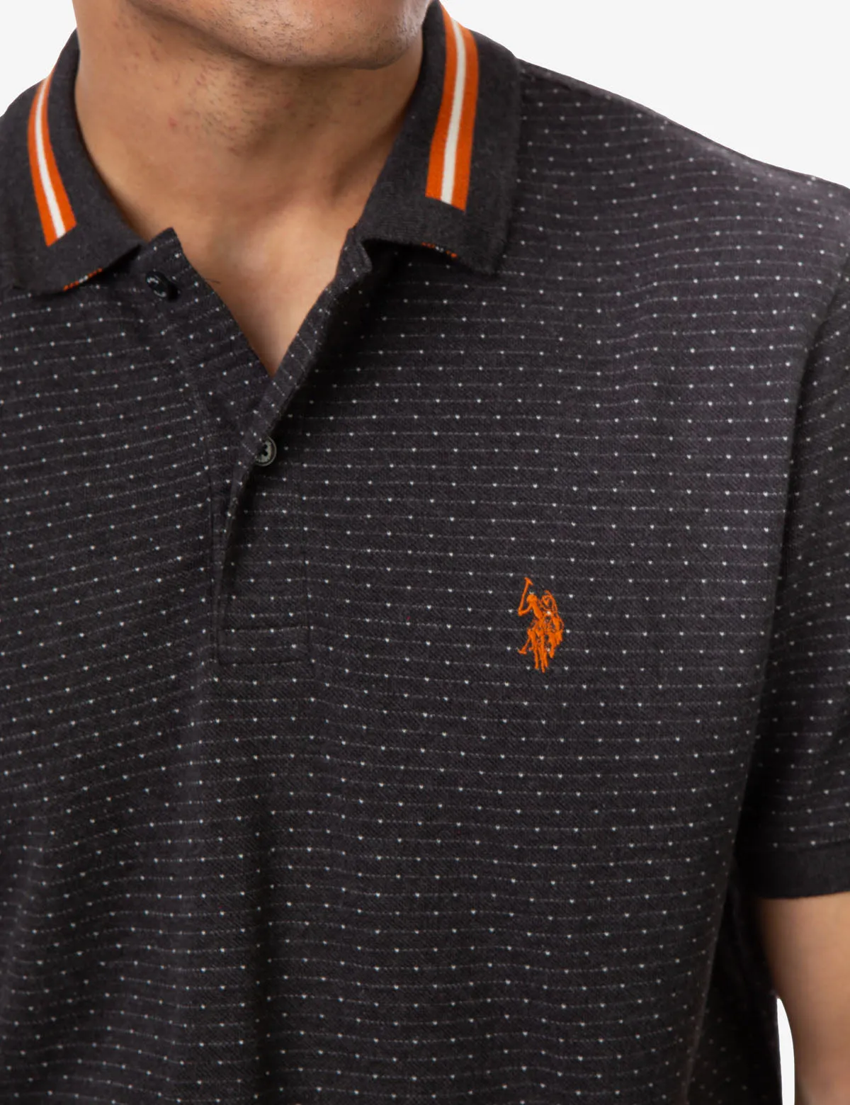 BLACK MALLET JACQUARD PIQUE POLO SHIRT