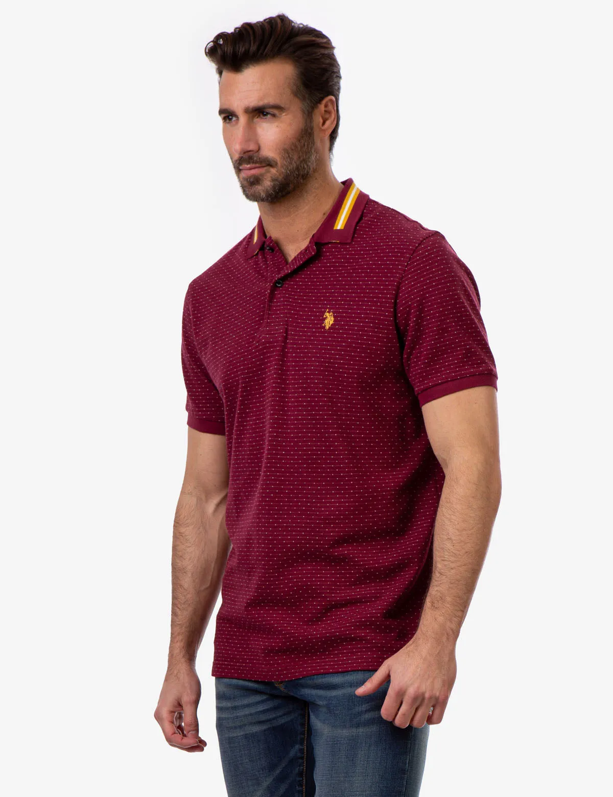 BLACK MALLET JACQUARD PIQUE POLO SHIRT