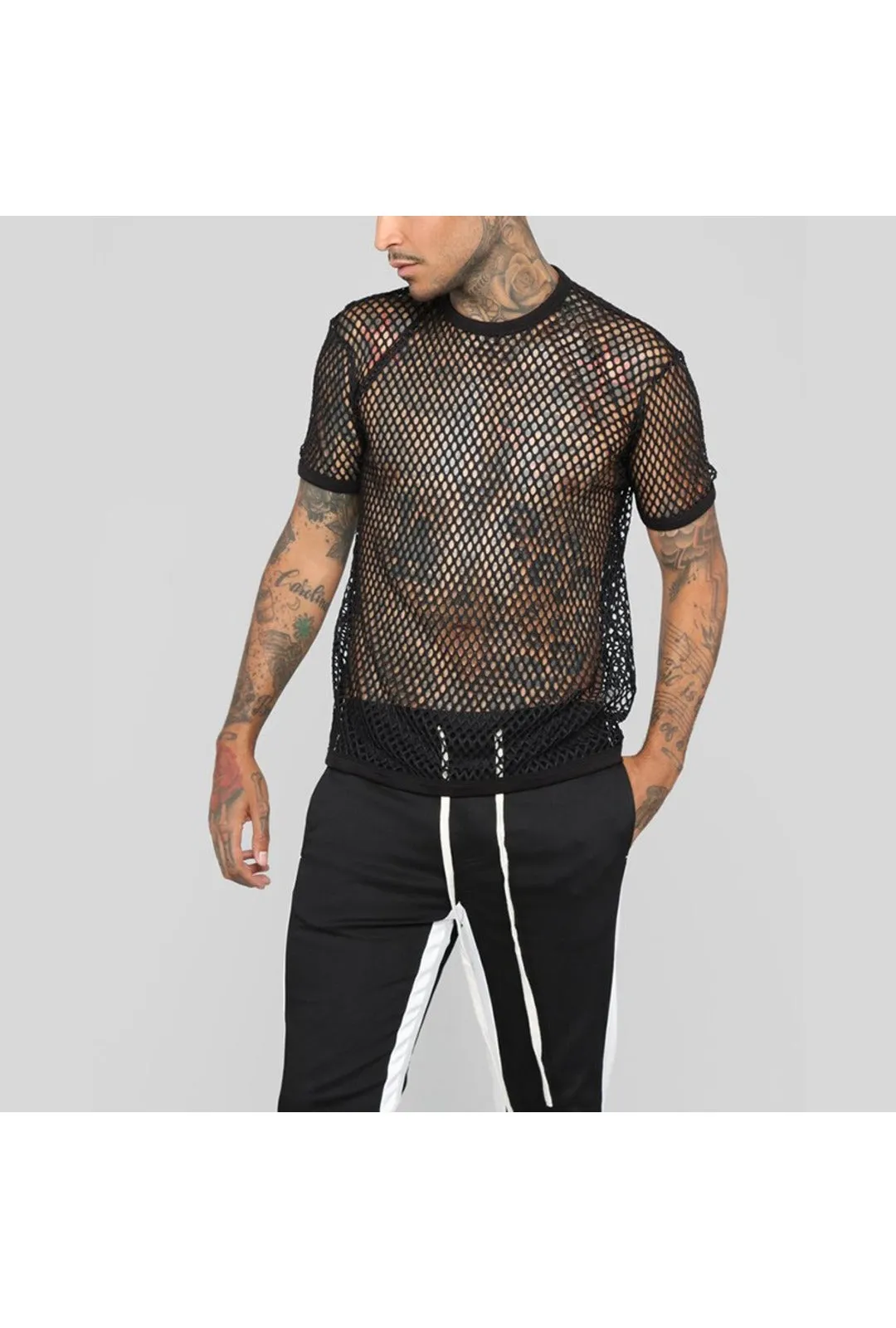 Black Mesh Net T-Shirt