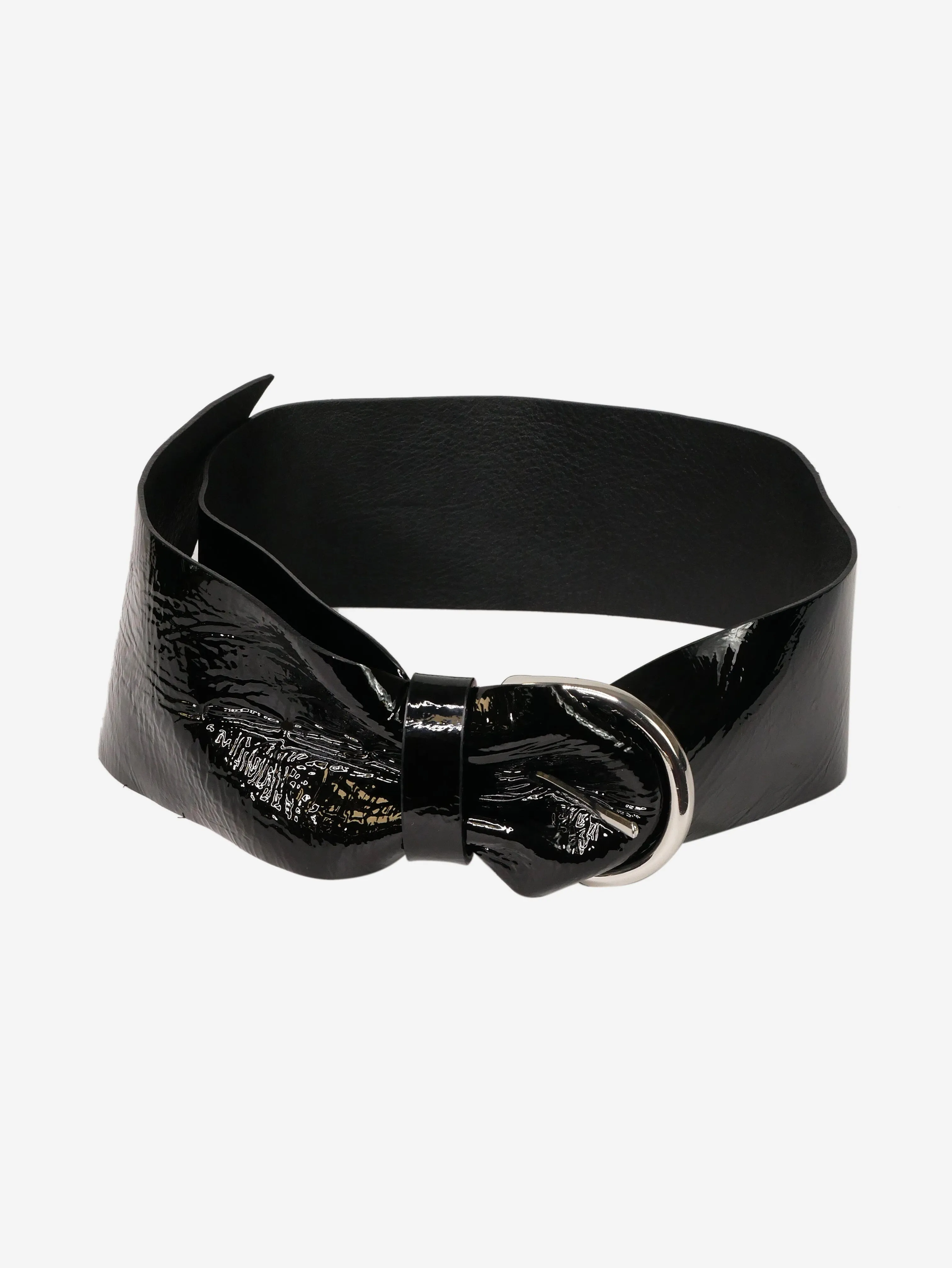 Black patent leather belt