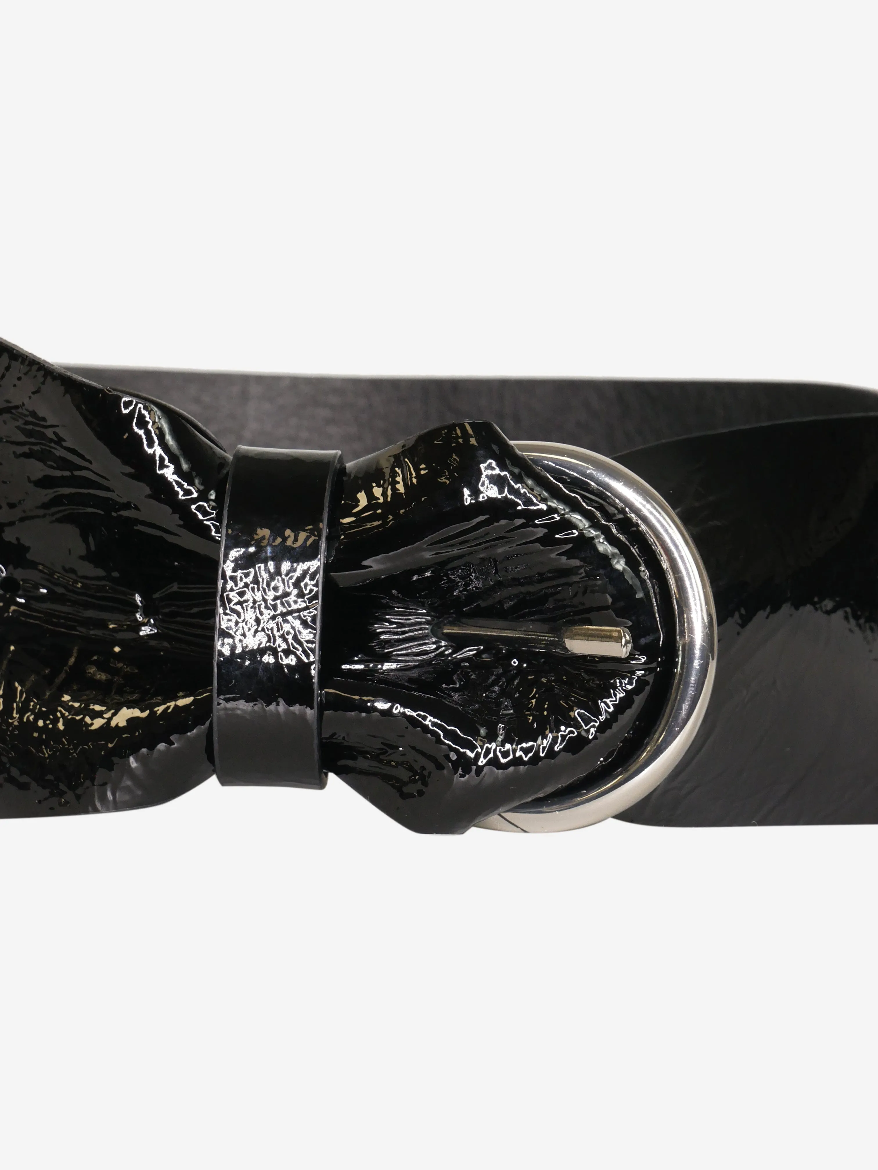 Black patent leather belt