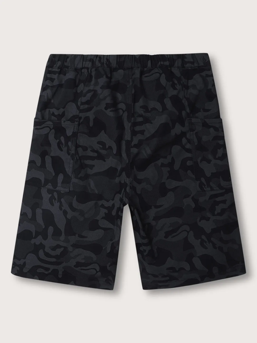 Blue Giraffe Boys Black Printed Regular Fit Shorts