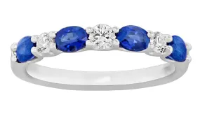 Blue Sapphire Oval Diamond Band