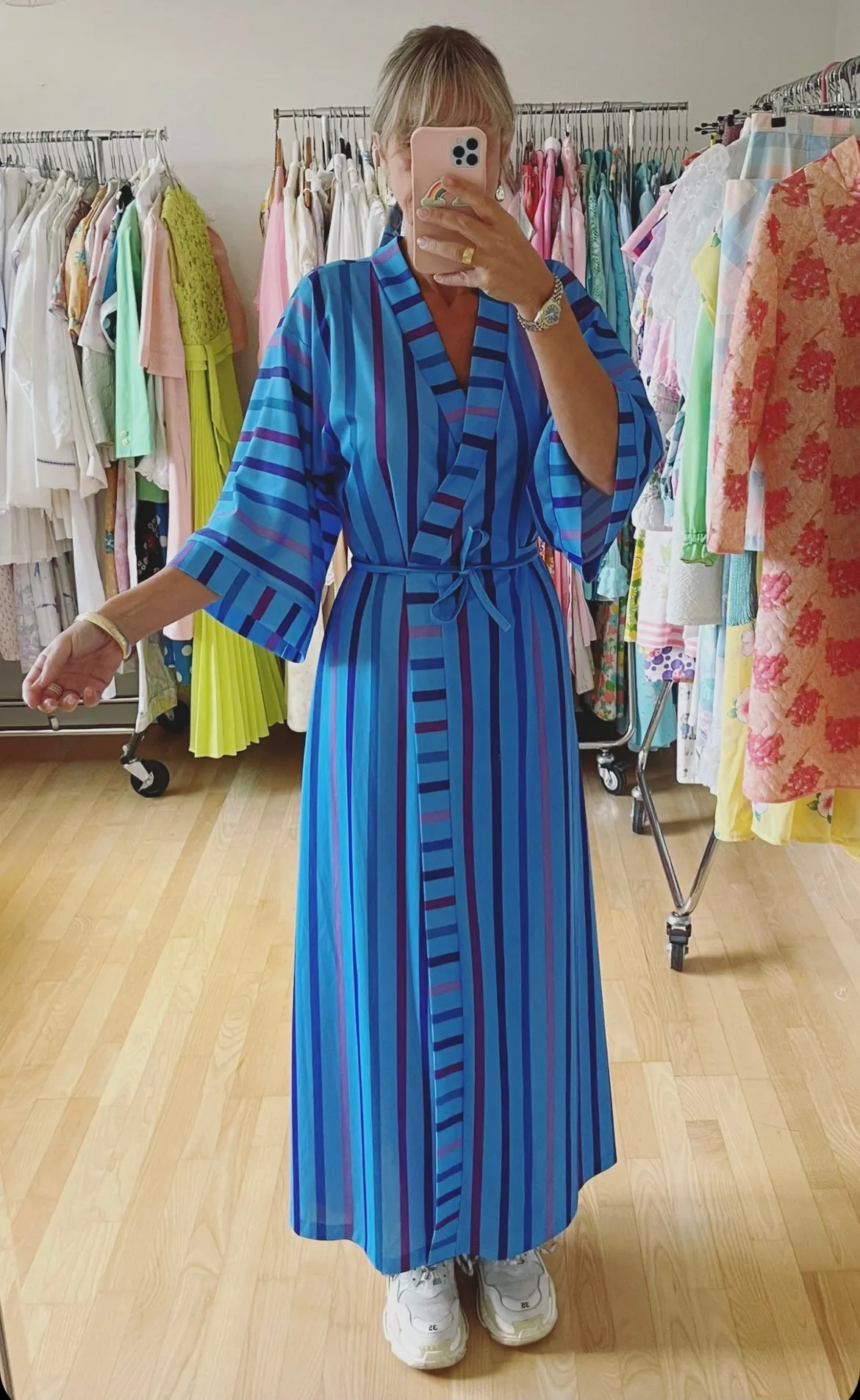 Blue Striped Poly Robe