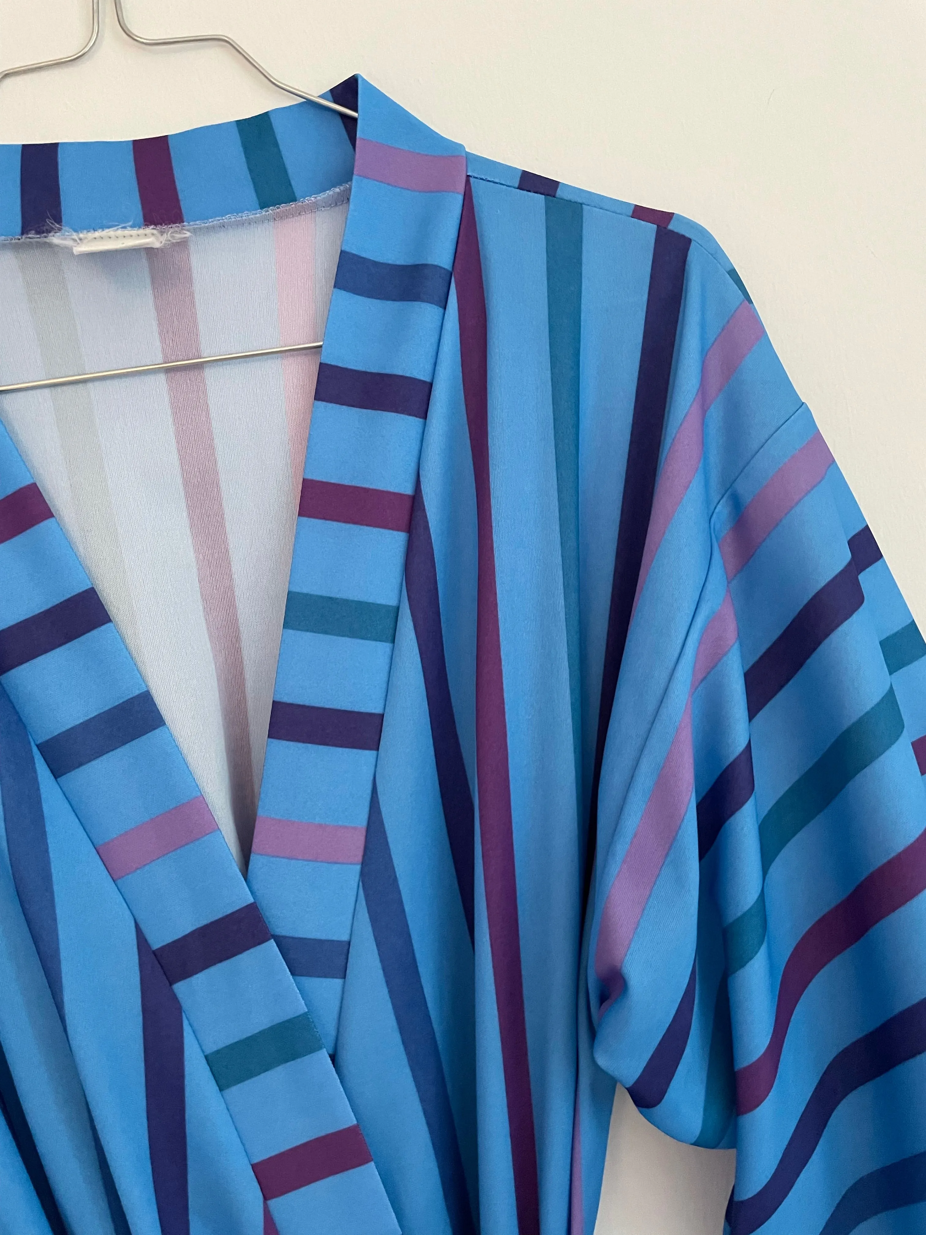 Blue Striped Poly Robe