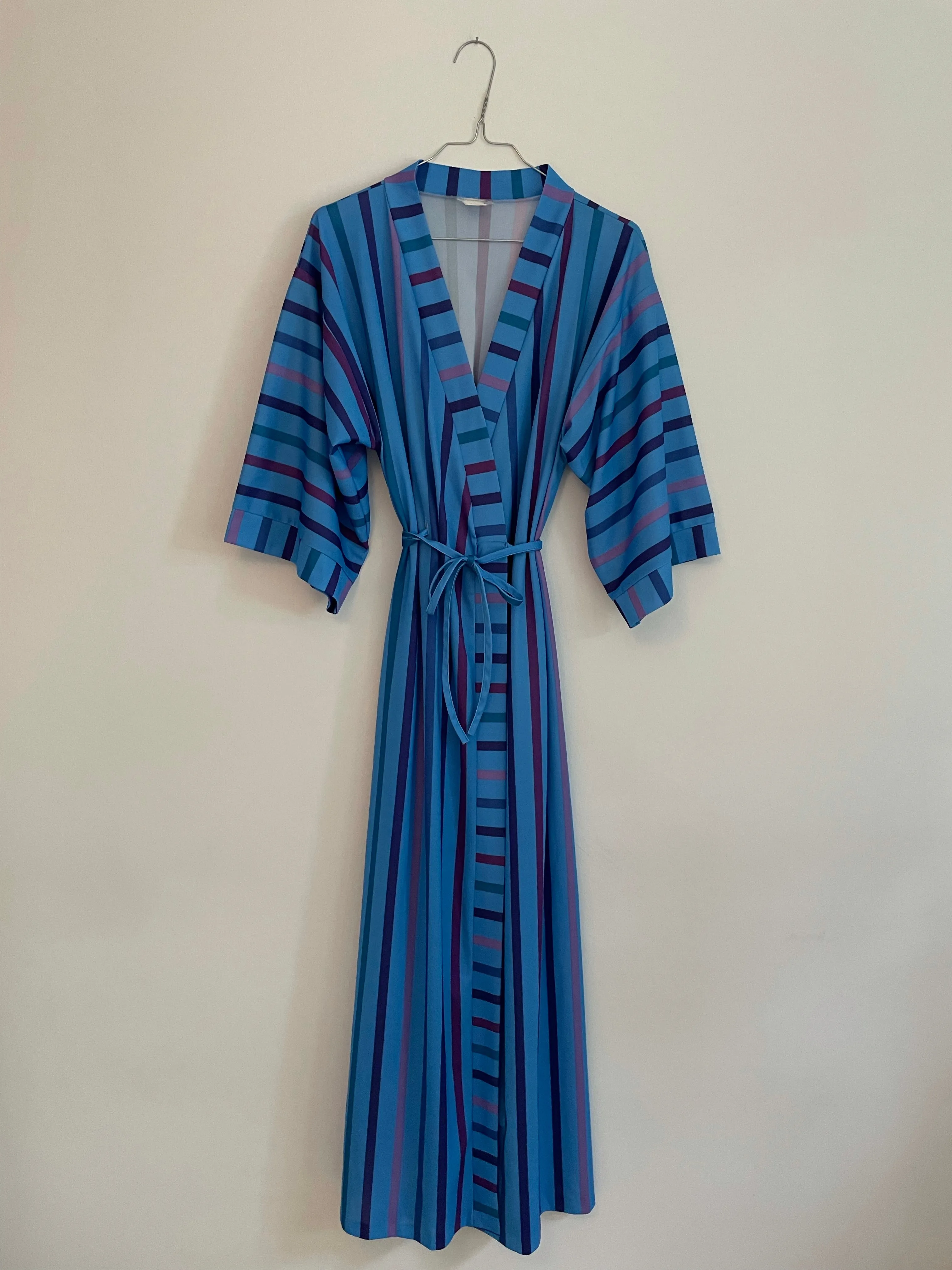 Blue Striped Poly Robe