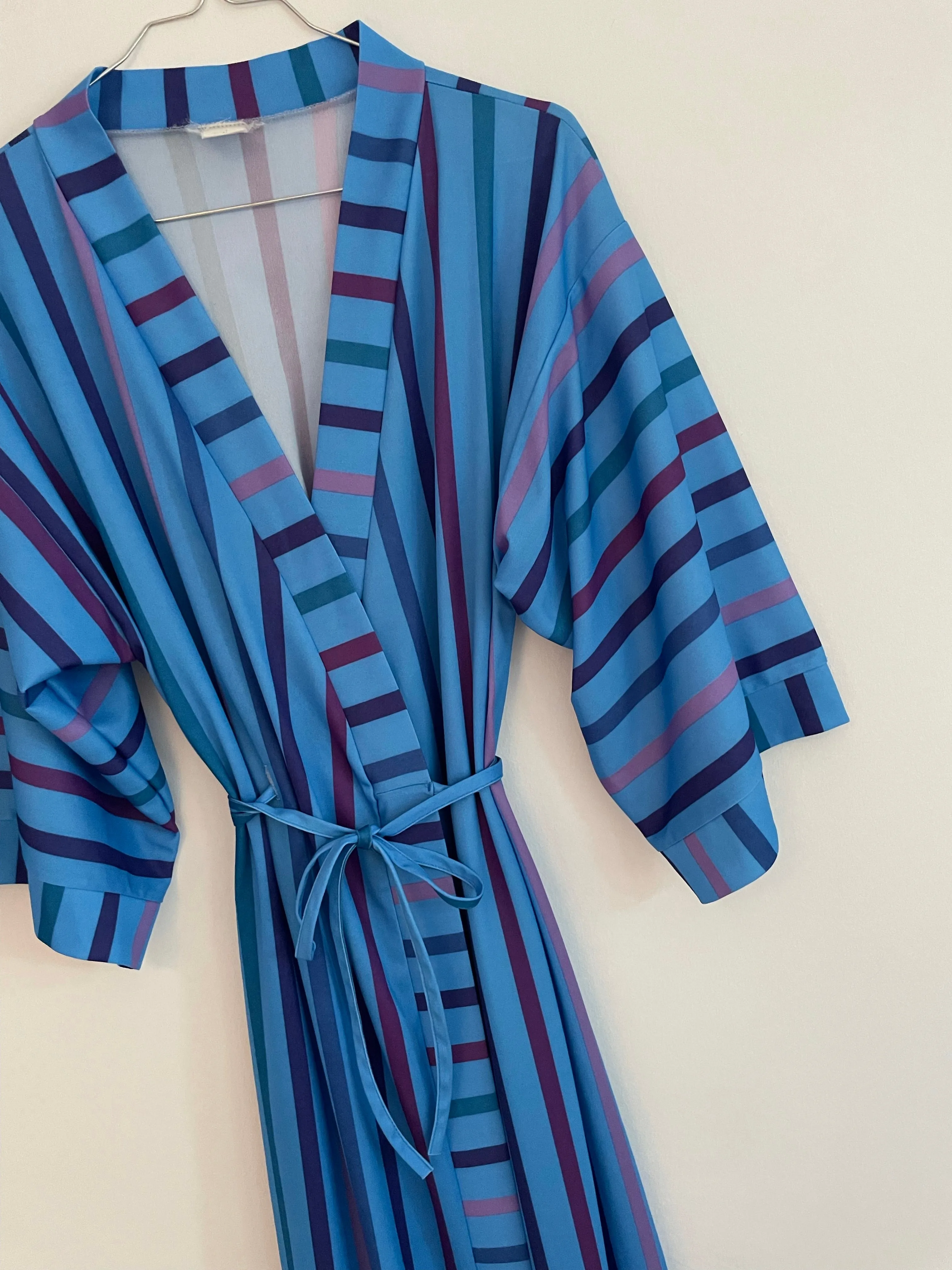 Blue Striped Poly Robe