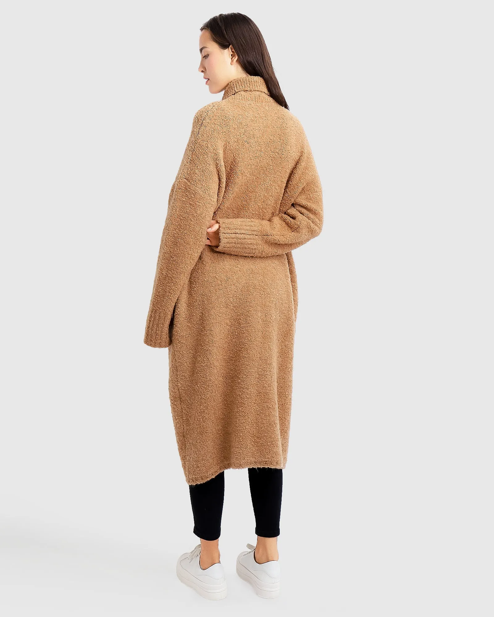 Born To Run Sustainable Sweater Coat - Light Camel