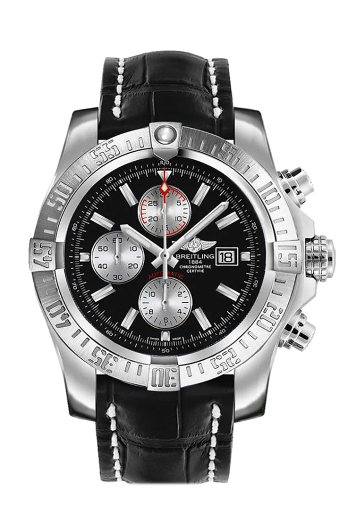 Breitling Super Avenger 2 Black Leather Deployment A1337111 BC29