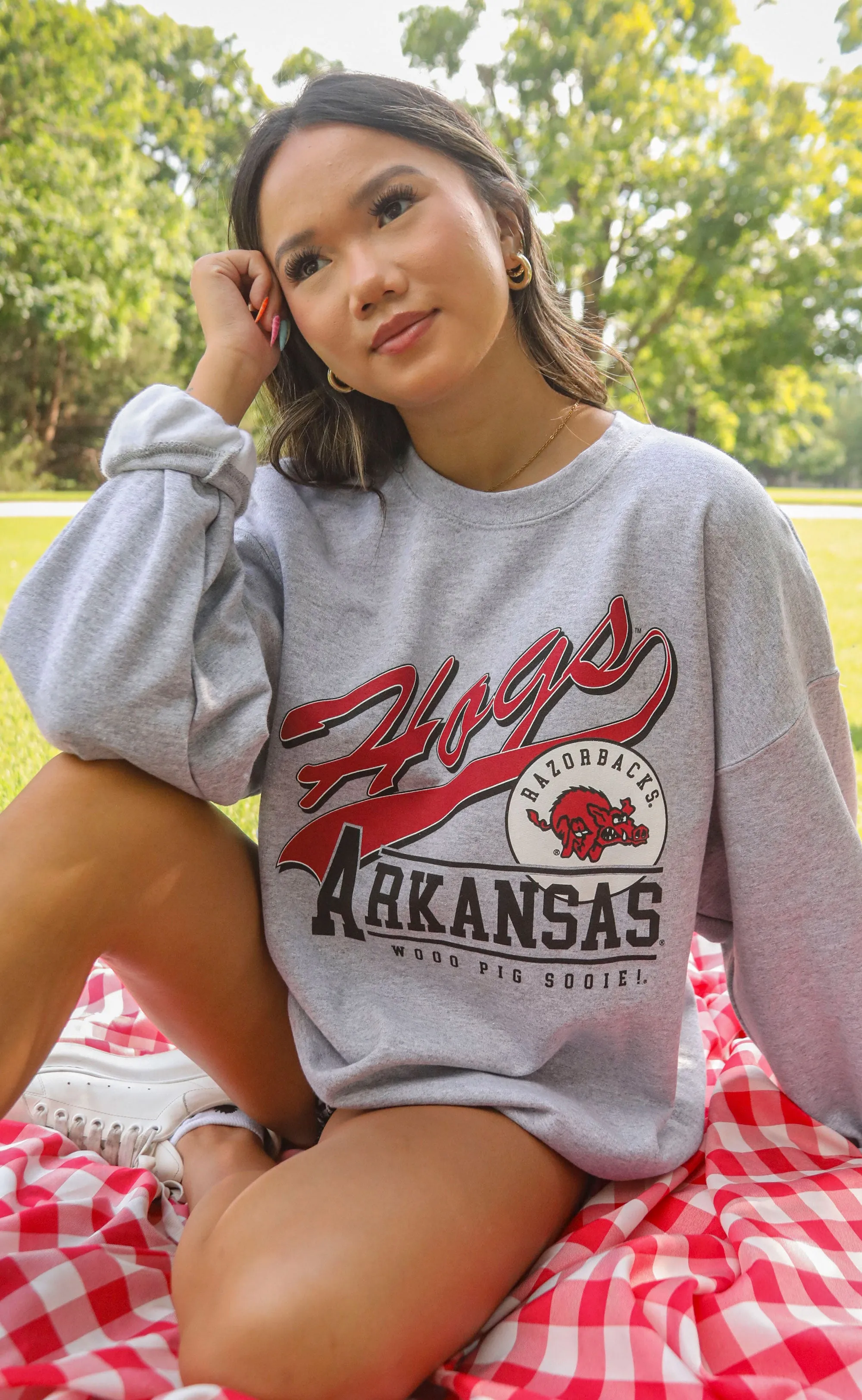 charlie southern: hogs script sweatshirt - grey