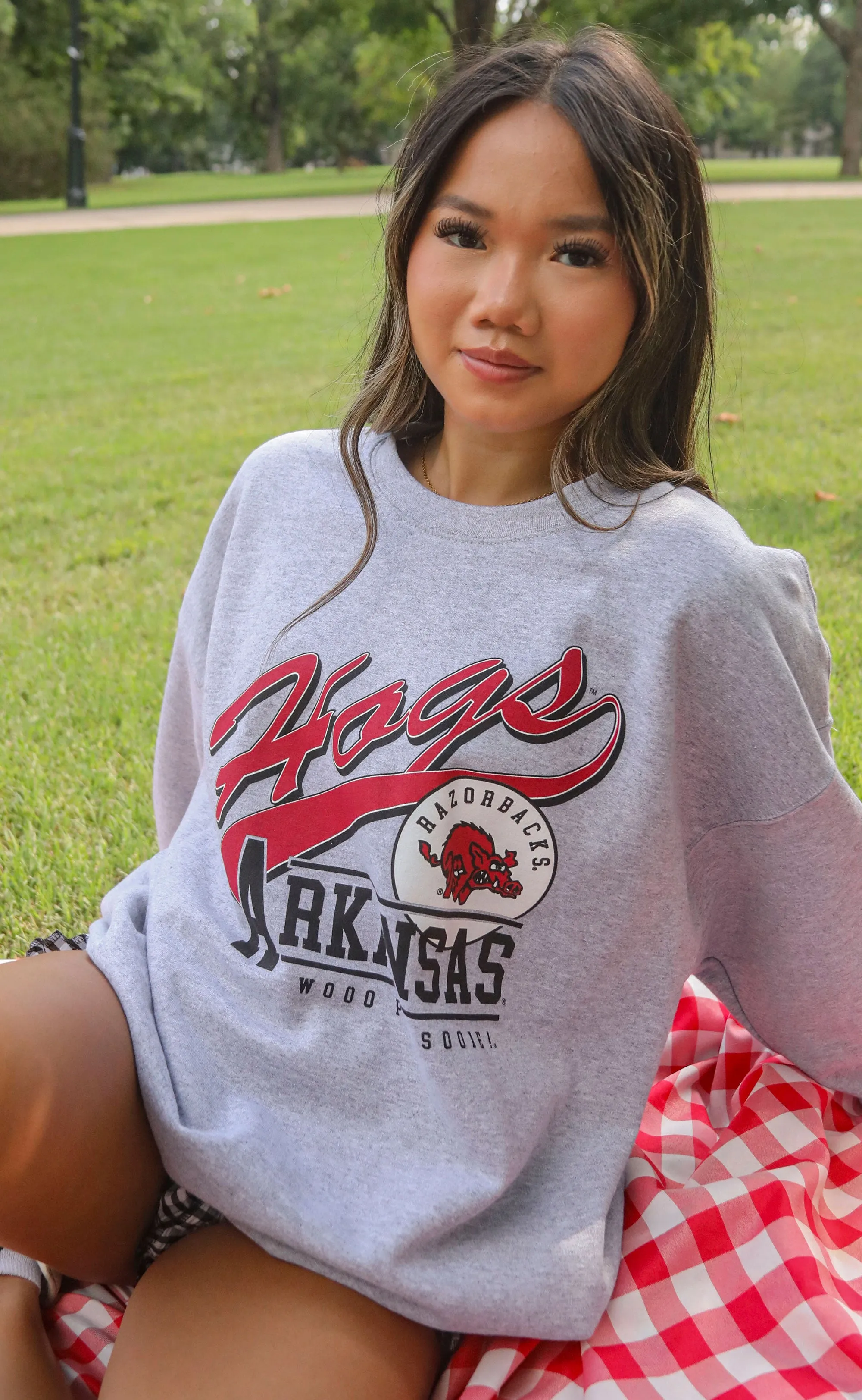 charlie southern: hogs script sweatshirt - grey