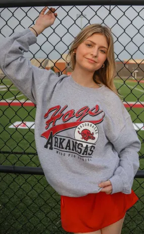 charlie southern: hogs script sweatshirt - grey