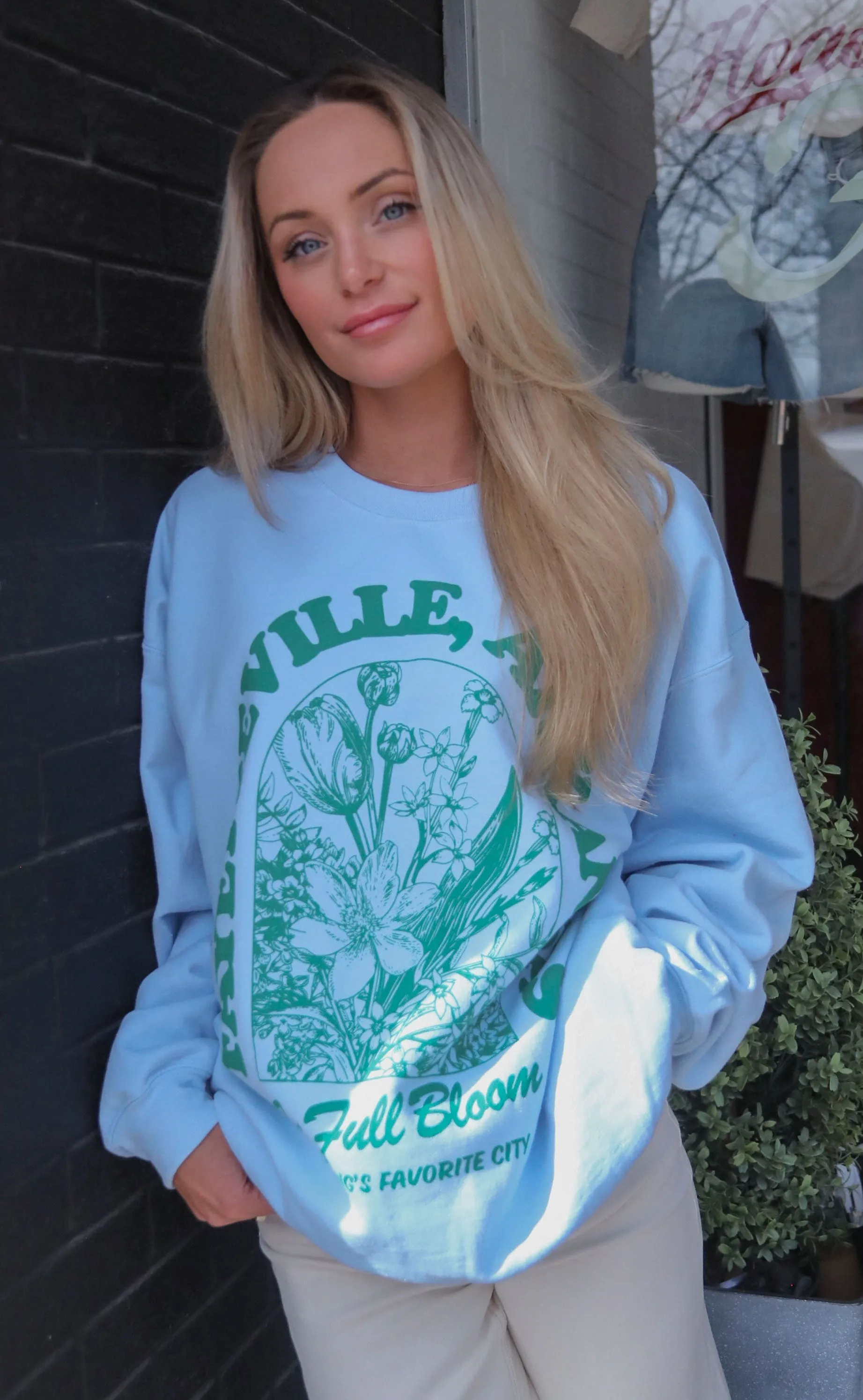 charlie southern: in bloom sweatshirt - blue