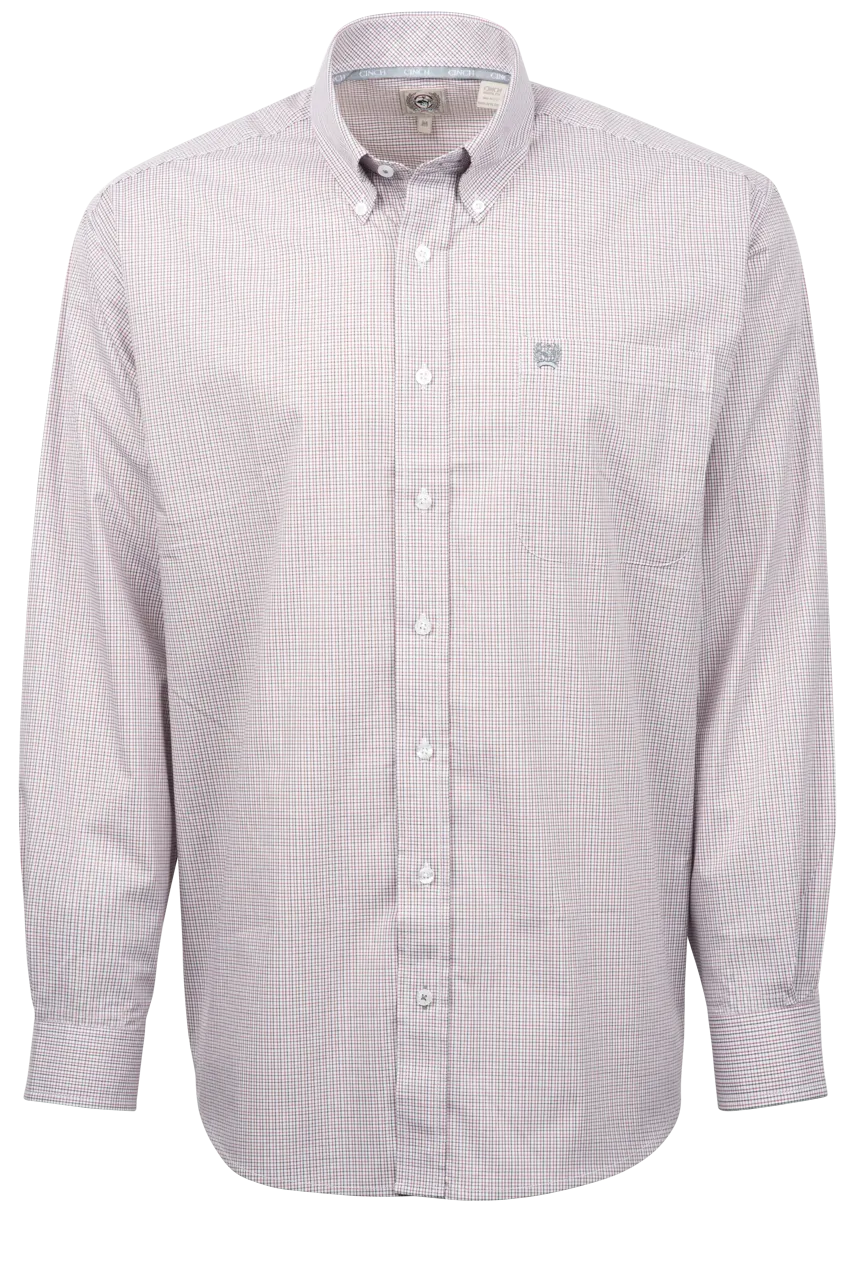 Cinch Button-Front Shirt - White Check